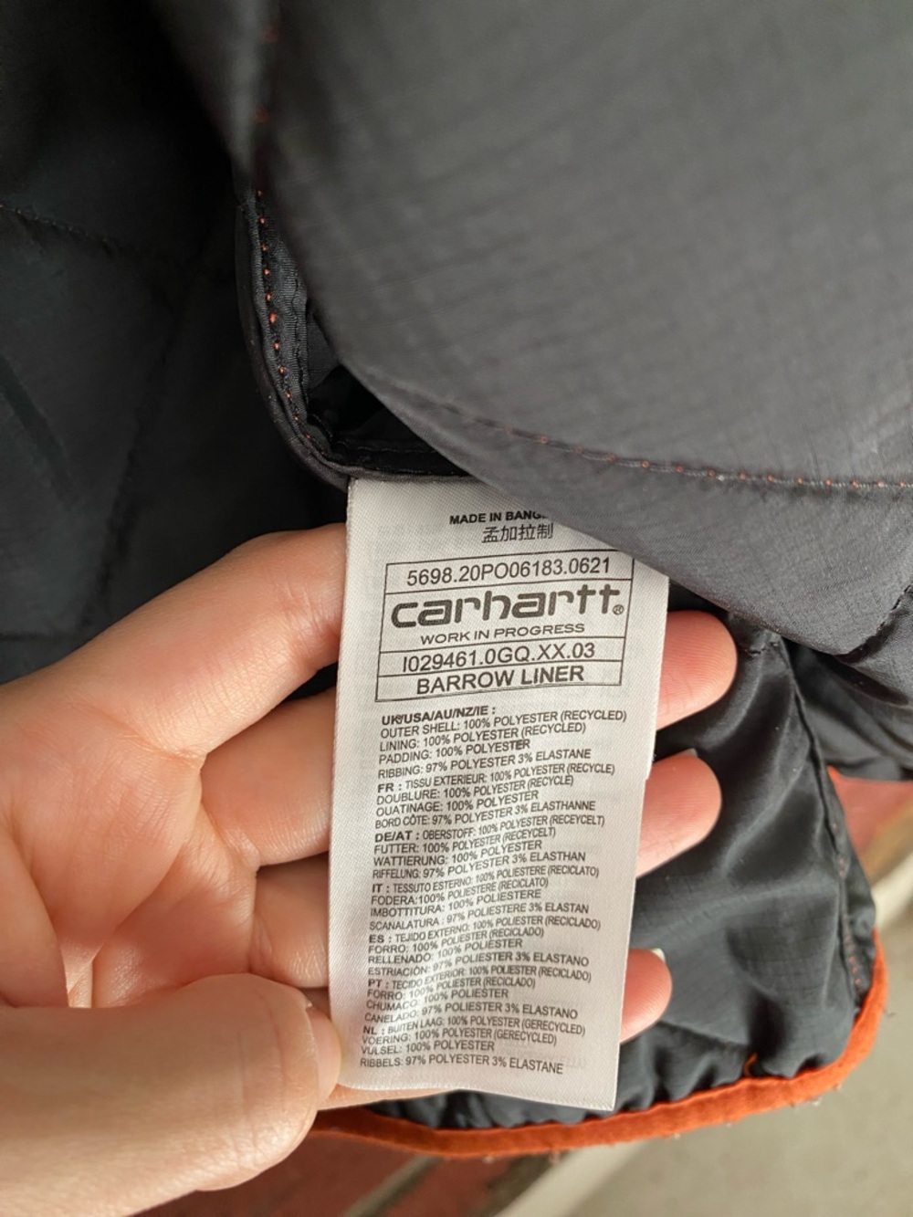Carhartt WIP Quilted Snap-Front Barrow Liner Jacket - Picture 10 of 11